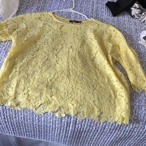 Boo Hoo Yellow See Through Shirt